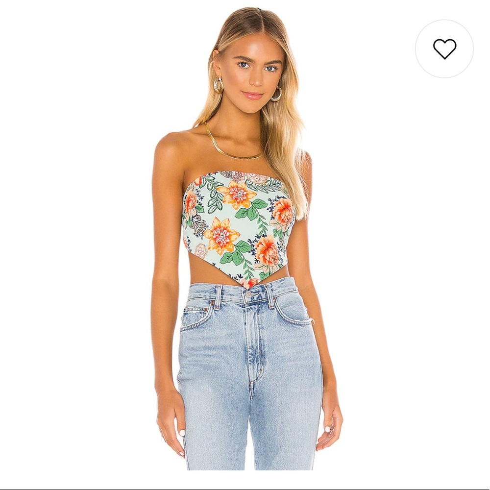 Superdown Sophia Bandana Top in Mint Floral